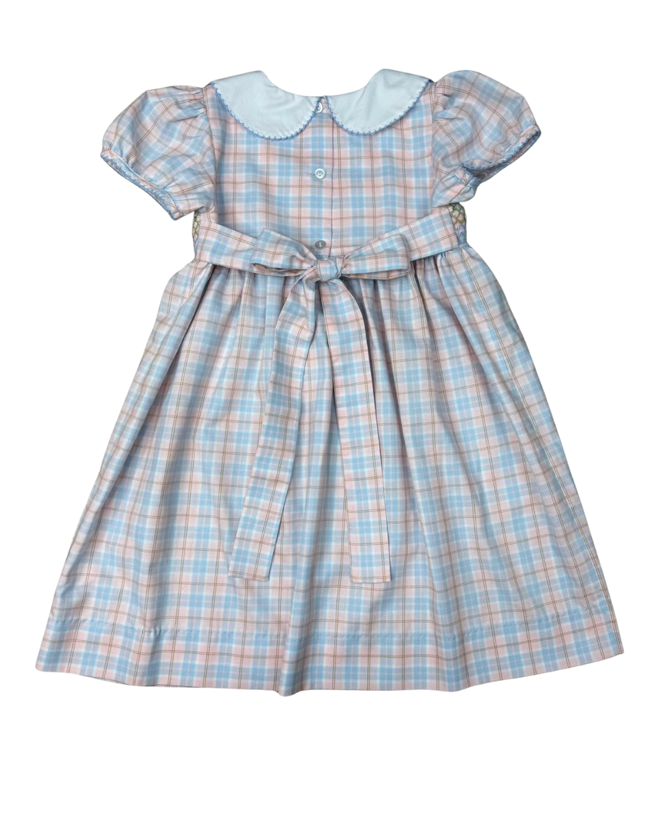 Wilton Plaid Rosebud Smocked Dress