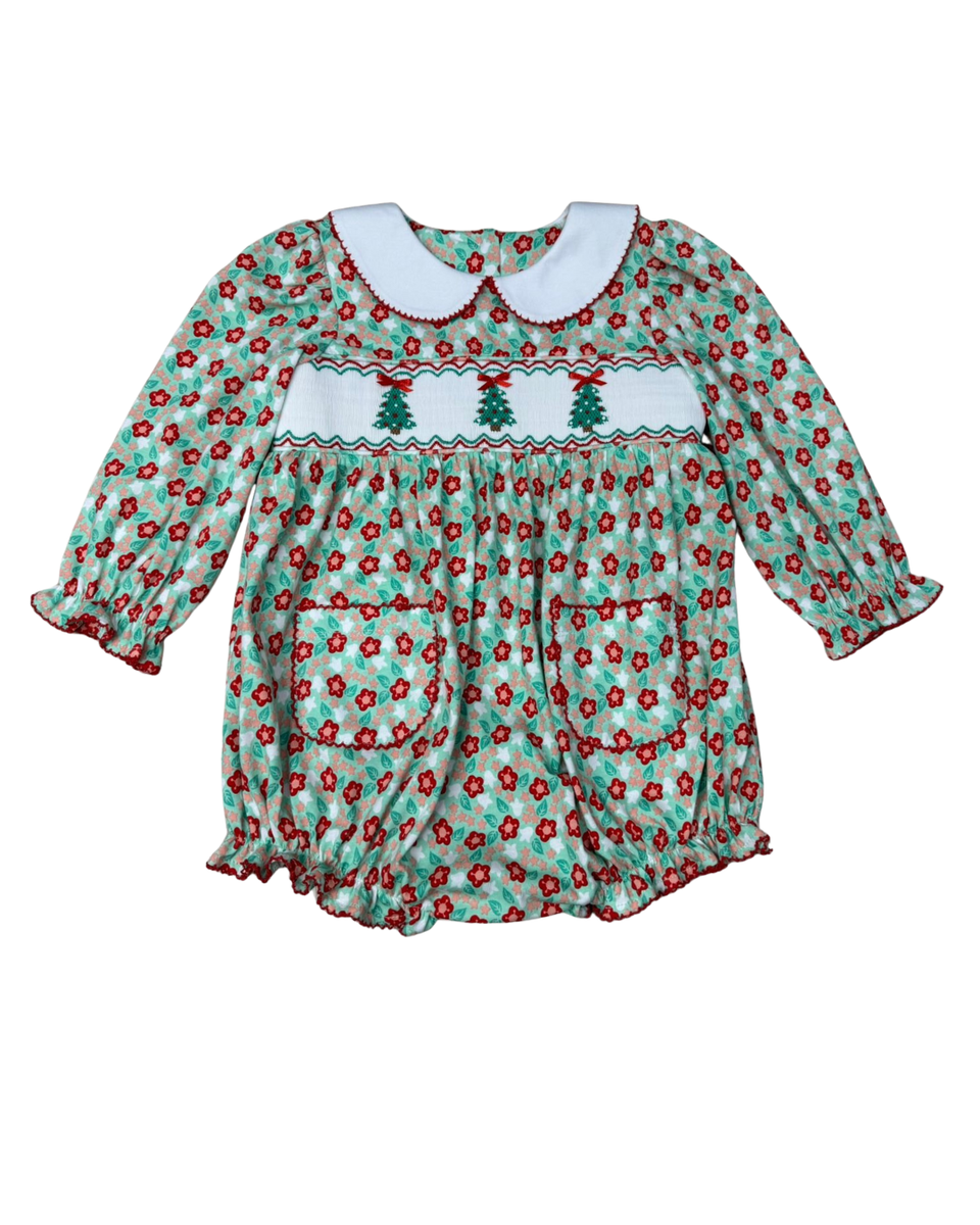 Christmas Tree Trio Smocked Bubble