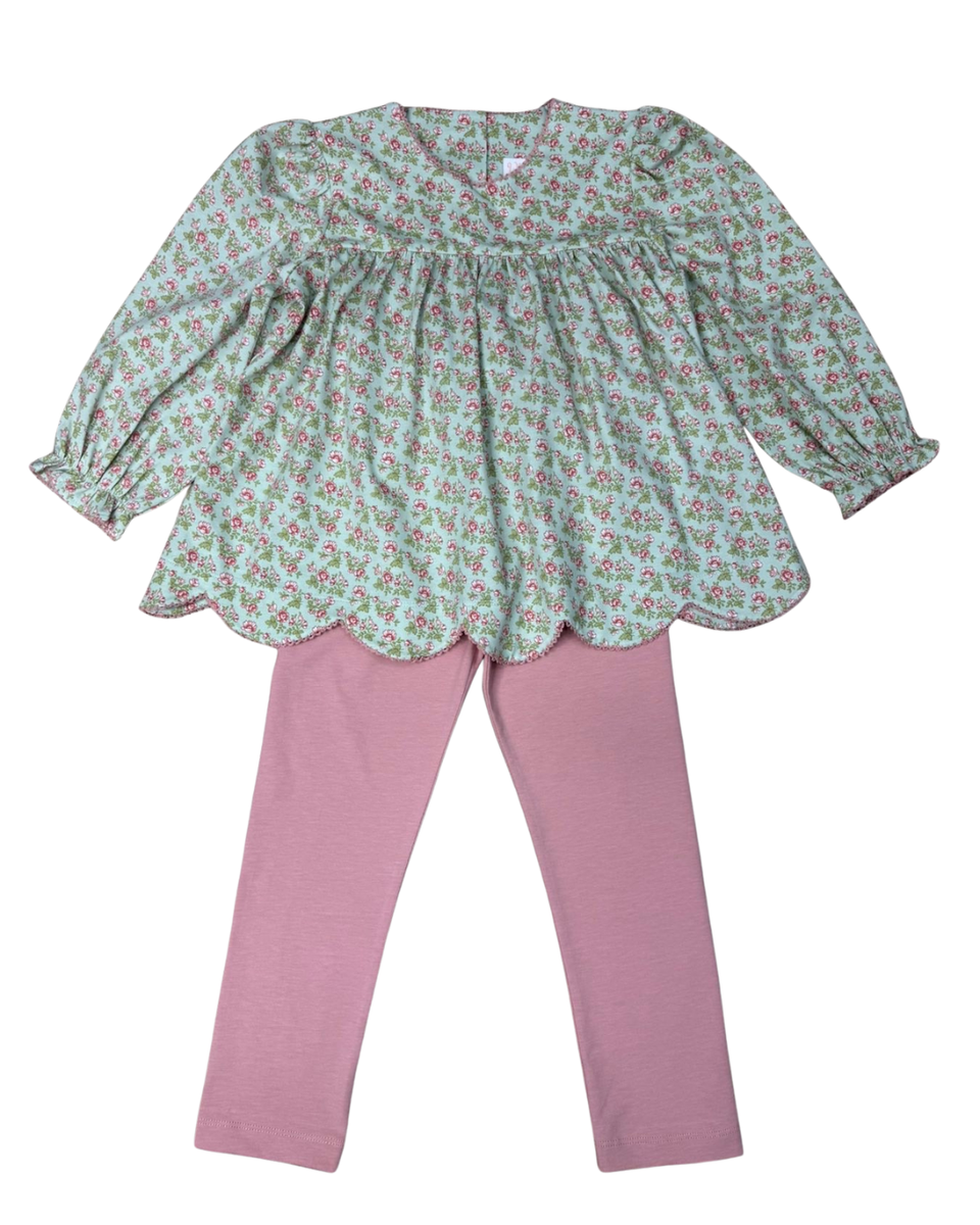 Vintage Floral Scalloped Pant Set