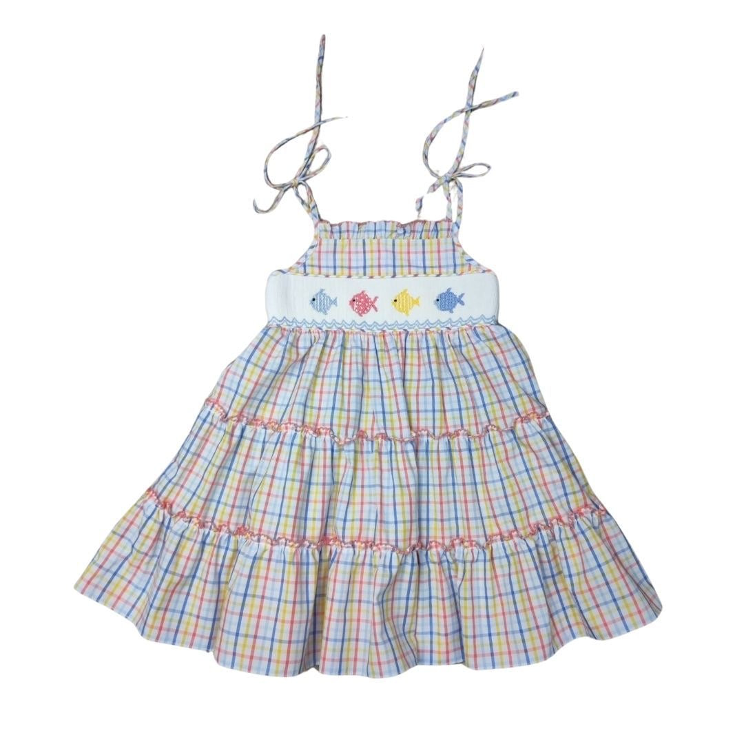 Fishing Around Smocked Tie Dress