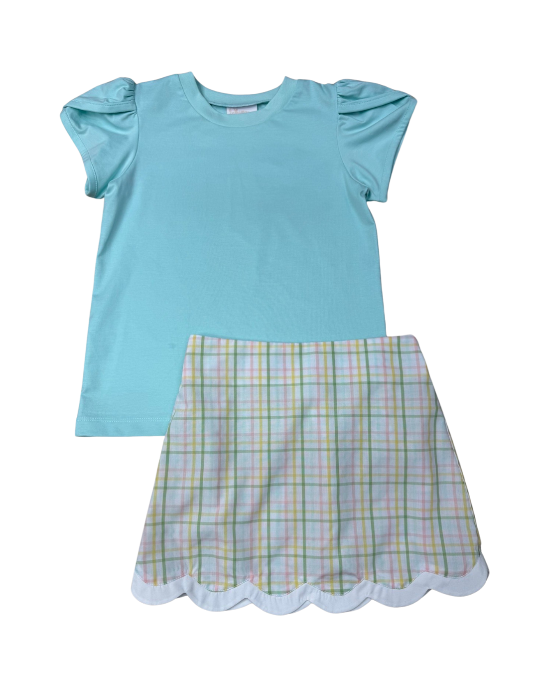 Scallop Skirt Set | Pastel Prep Plaid
