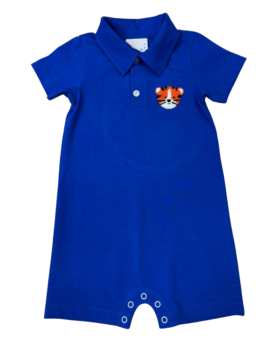 Polo Romper | Blue Tiger