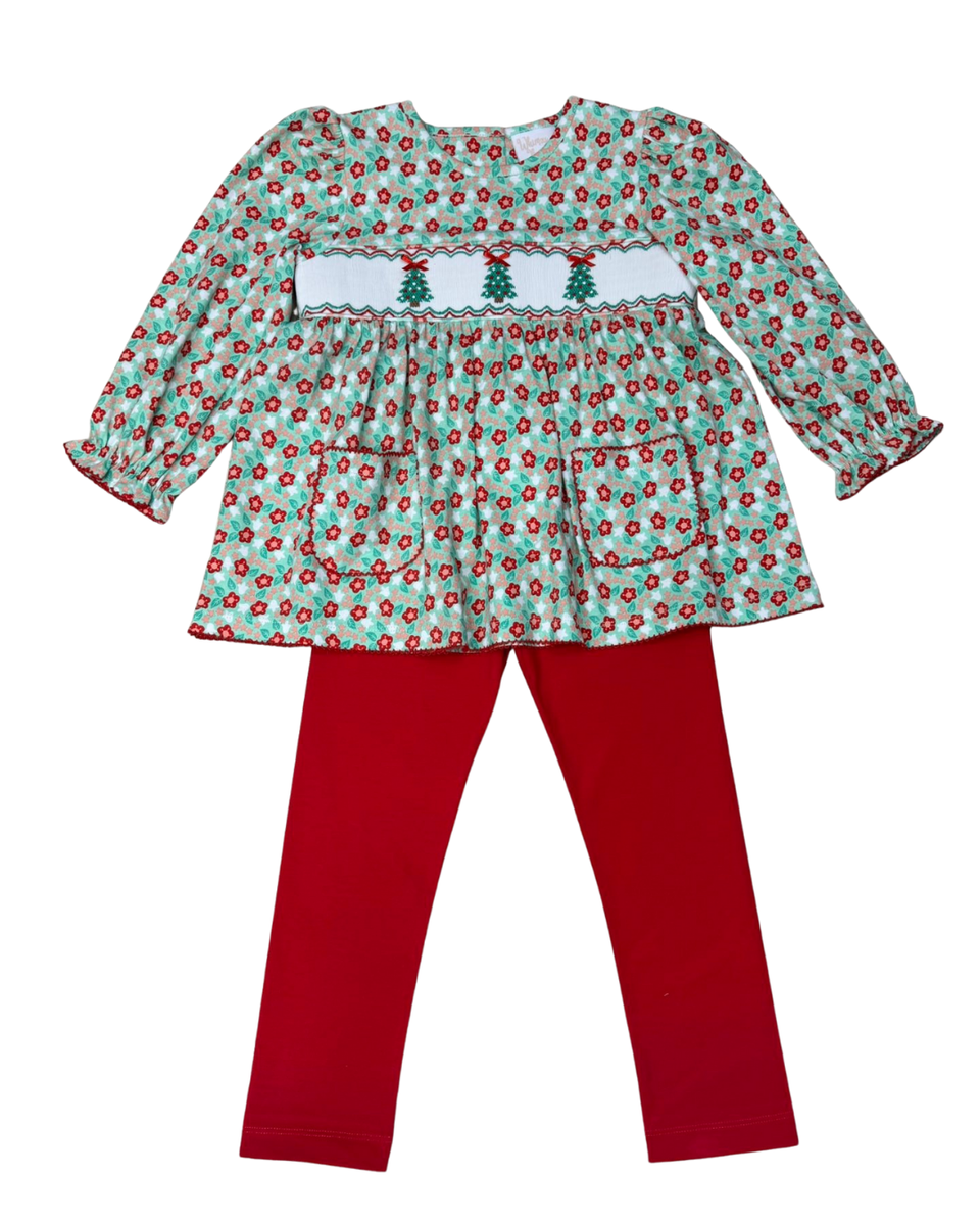 Christmas Tree Trio Smocked Legging Set