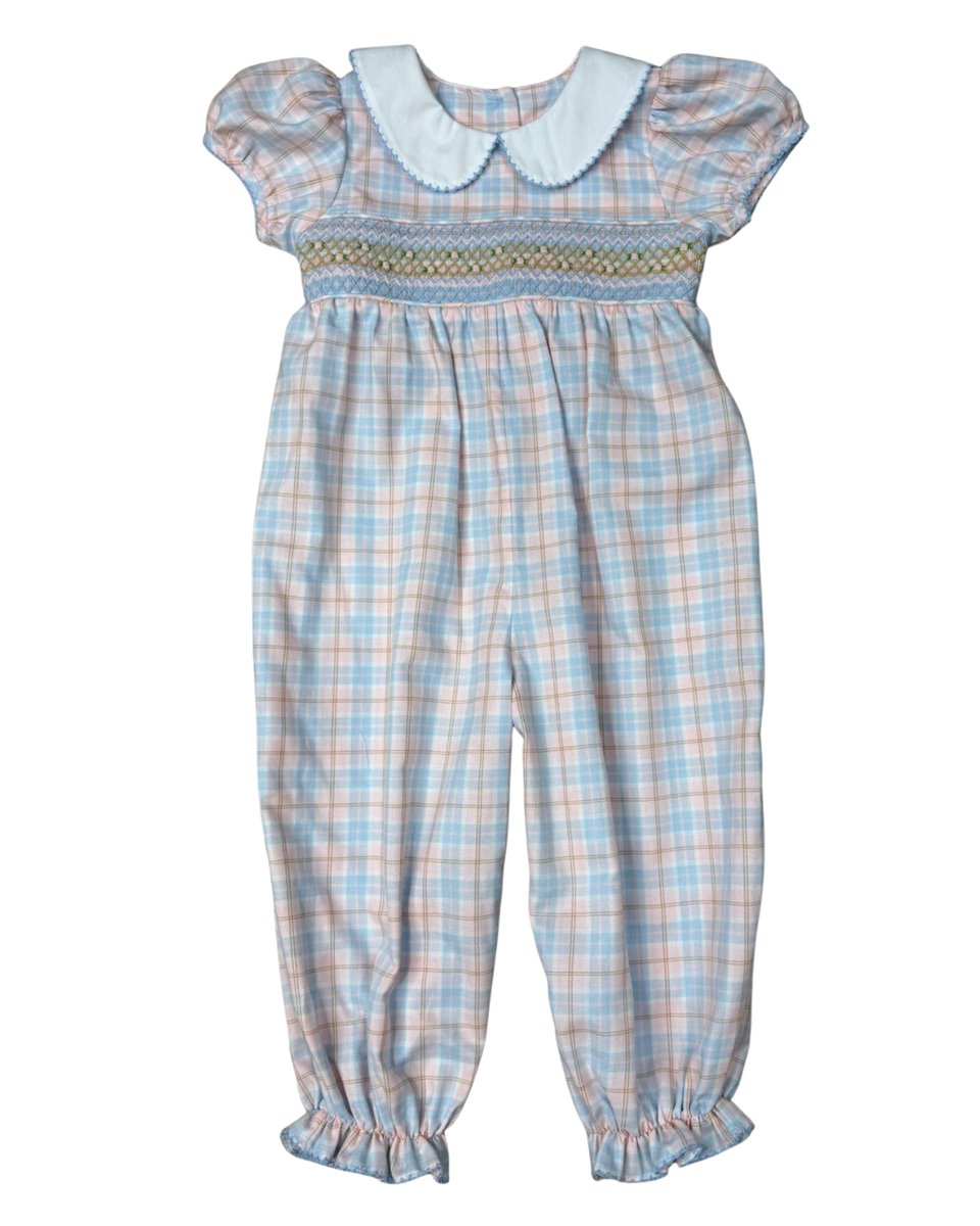 Wilton Plaid Rosebud Smocked Romper