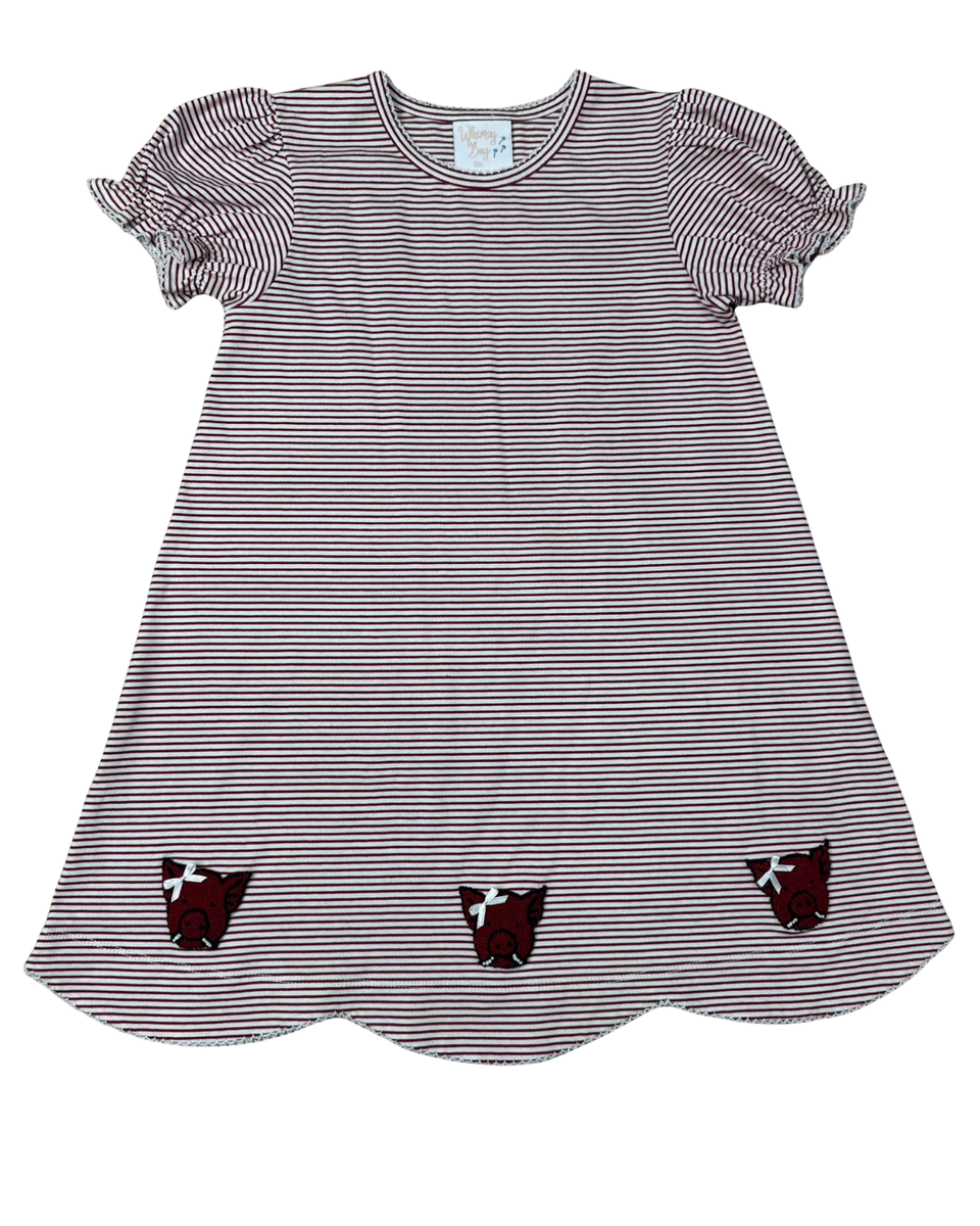 Pig Ruffle Scalloped Dress