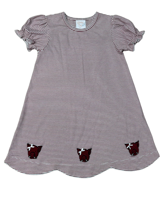 Pig Ruffle Scalloped Dress