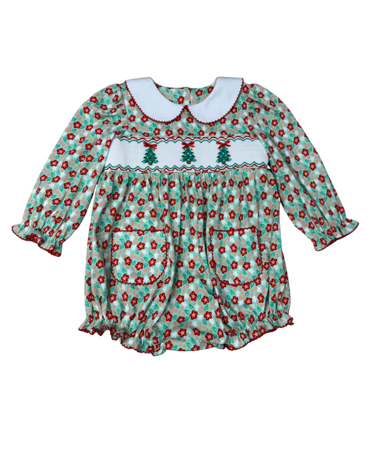 Christmas Tree Trio Smocked Bubble