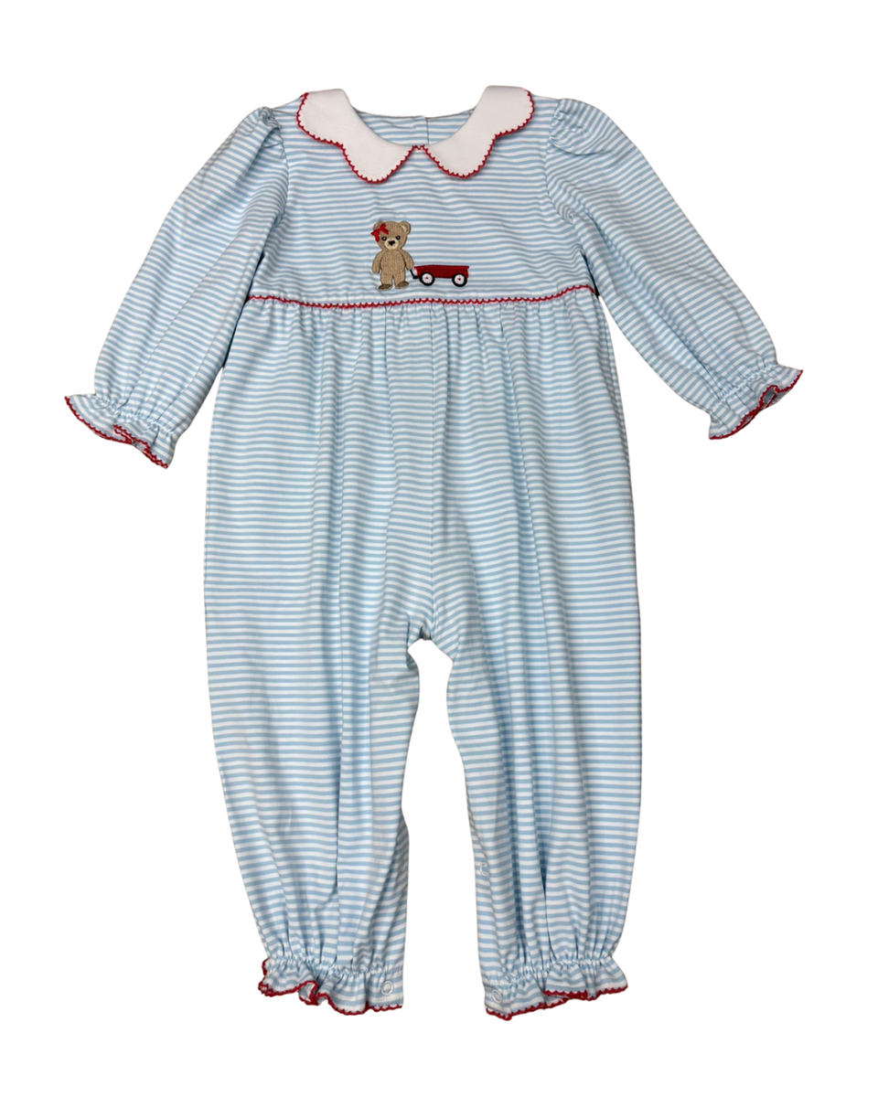 Beary Sweet Wagon Scalloped Romper