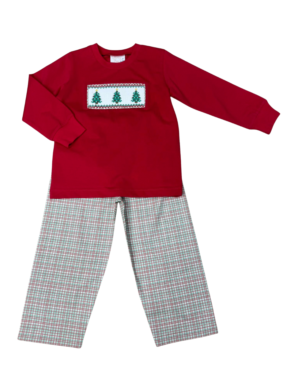 Christmas Tree Trip Smocked Pant Set