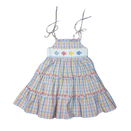 Fishing Around Smocked Tie Dress