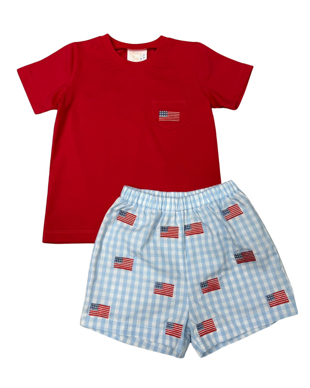 Pocket Short Set | Embroidered Flag
