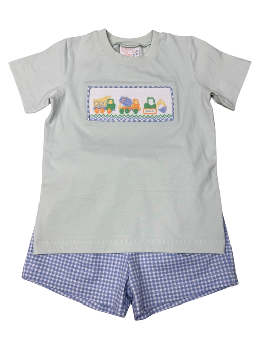 Smocked Short Set | Construction Crew (12M)