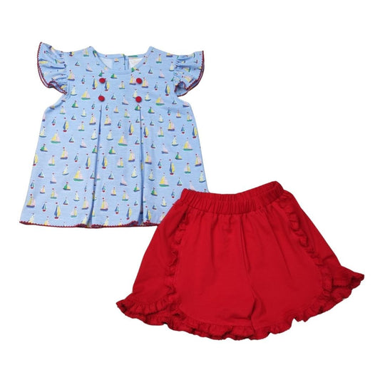 Flutter Top Short Set | Sailing Away