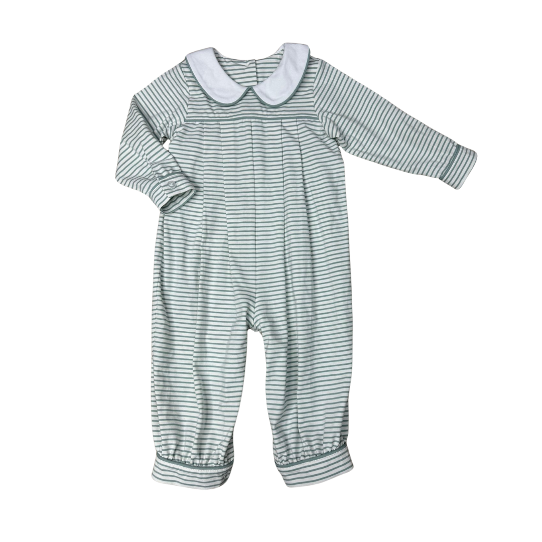 Carson Collared Longall | Sage Stripe