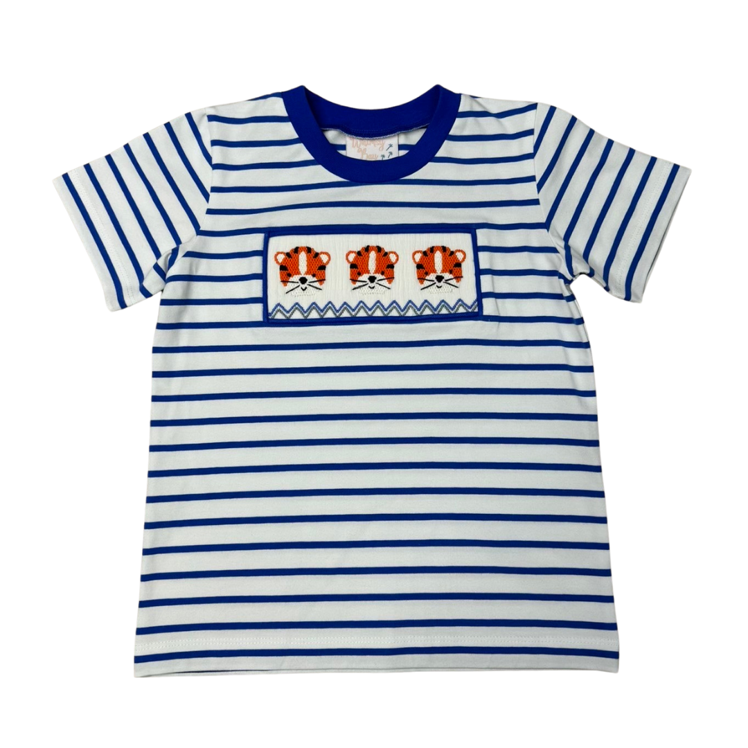 Smocked Shirt | Blue & White Tiger