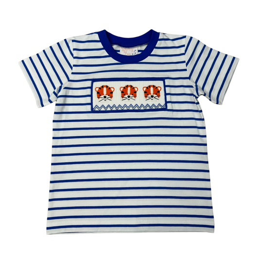 Smocked Shirt | Blue & White Tiger