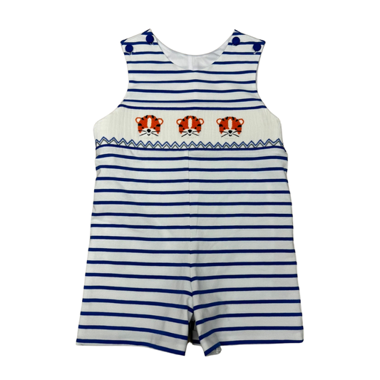 Smocked Shortall | Blue & White Tiger