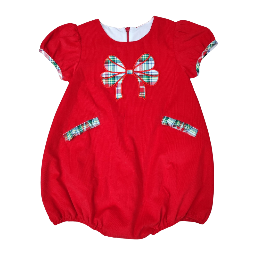 Collared Bubble | Christmas Plaid Bow