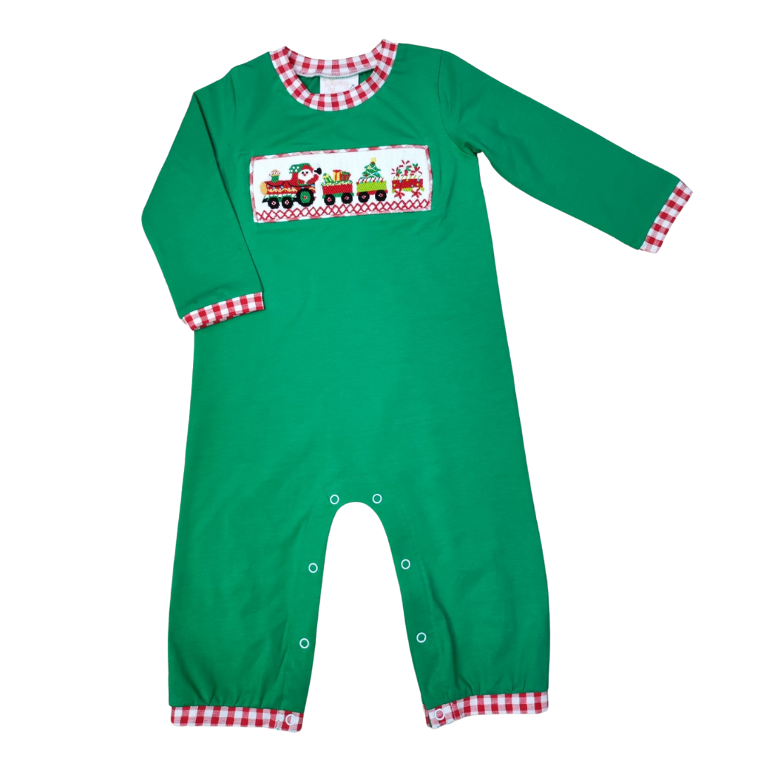 Smocked Romper | Santa’s Train