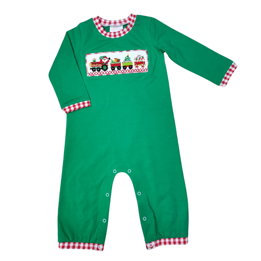 Smocked Romper | Santa’s Train