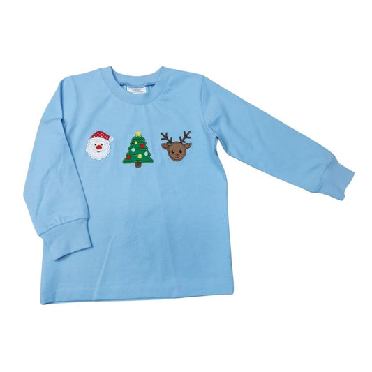 Crew Neck Shirt | Blue Christmas Trio