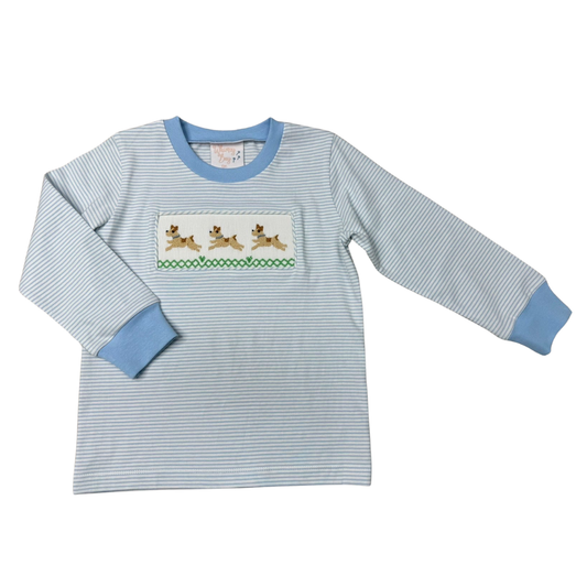 Petey Puppy Smocked Long Sleeve Shirt